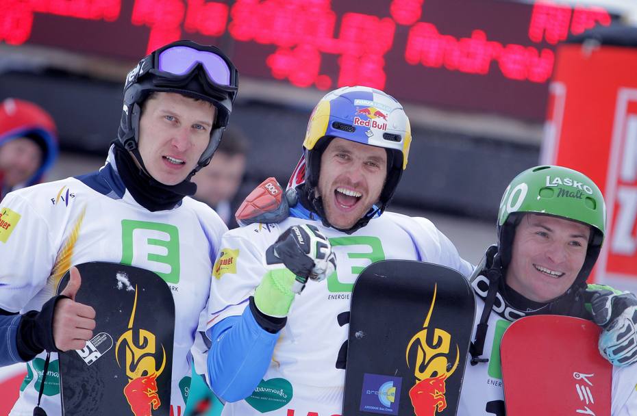 Podio mondiale 2015 dello slalom parallelo: oro per l&#39;azzurro Roland Fischnaller! Afp